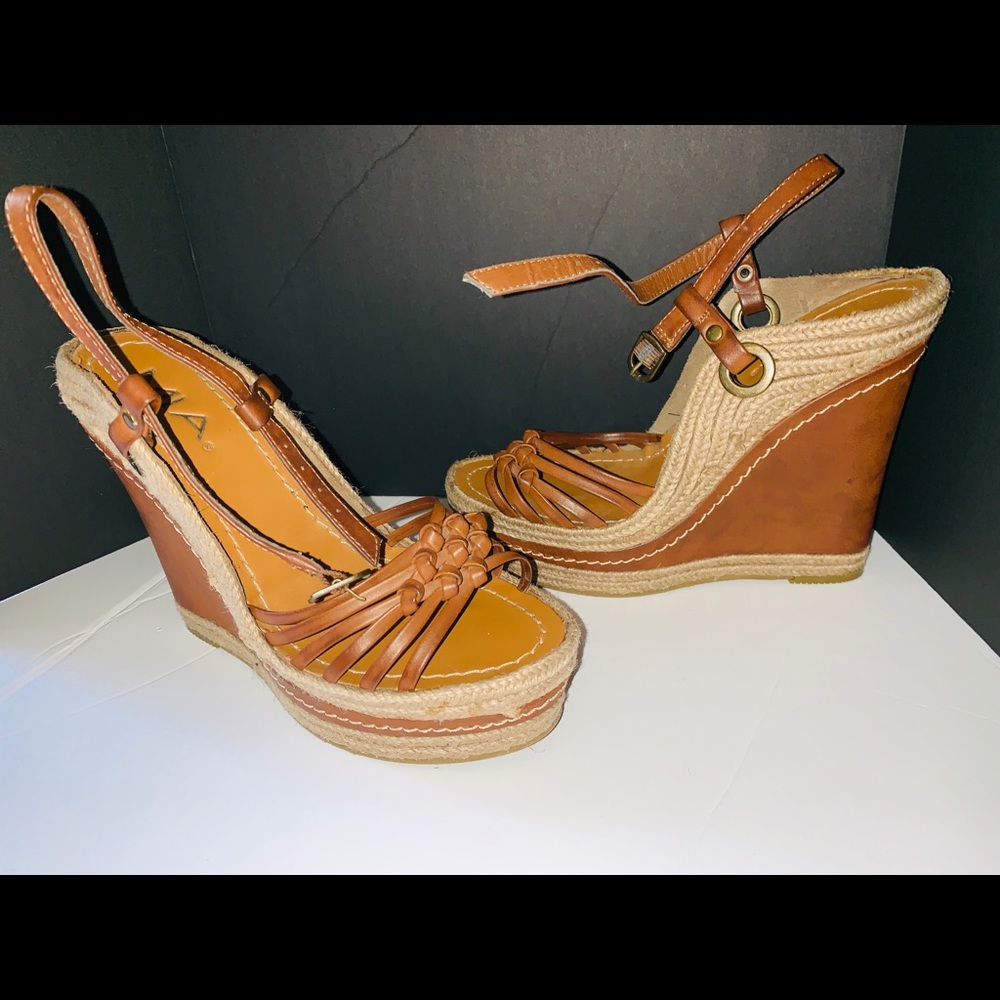 Tan wedge sandals by MIA